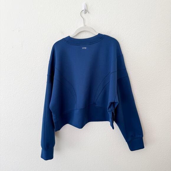 [Abercrombie & Fitch] YPB Blue neoKnit Cropped Crew Neck Sweatshirt Size Large L - Picture 3 of 12